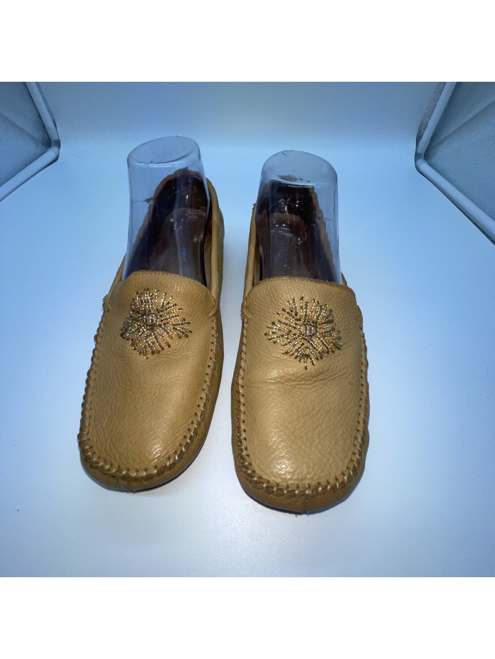 HUSH PUPPIES Women’s Tan Suede Leather Upper Balance Beaded Loafer Moc Size 8.5